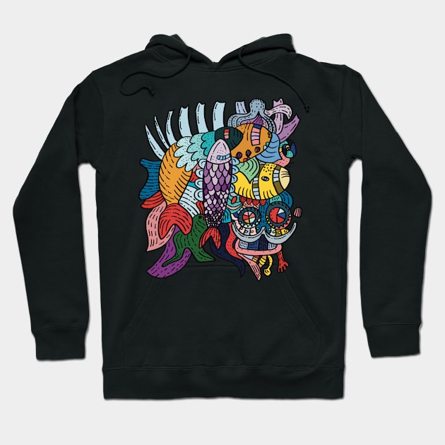 fishing women Hoodie by Drawingwithcat